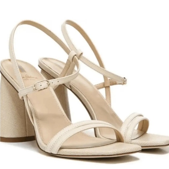 Sam Edelman Kit Slingback Block High Heel tan beige cream Sandal Sz 10 - Picture 2 of 8